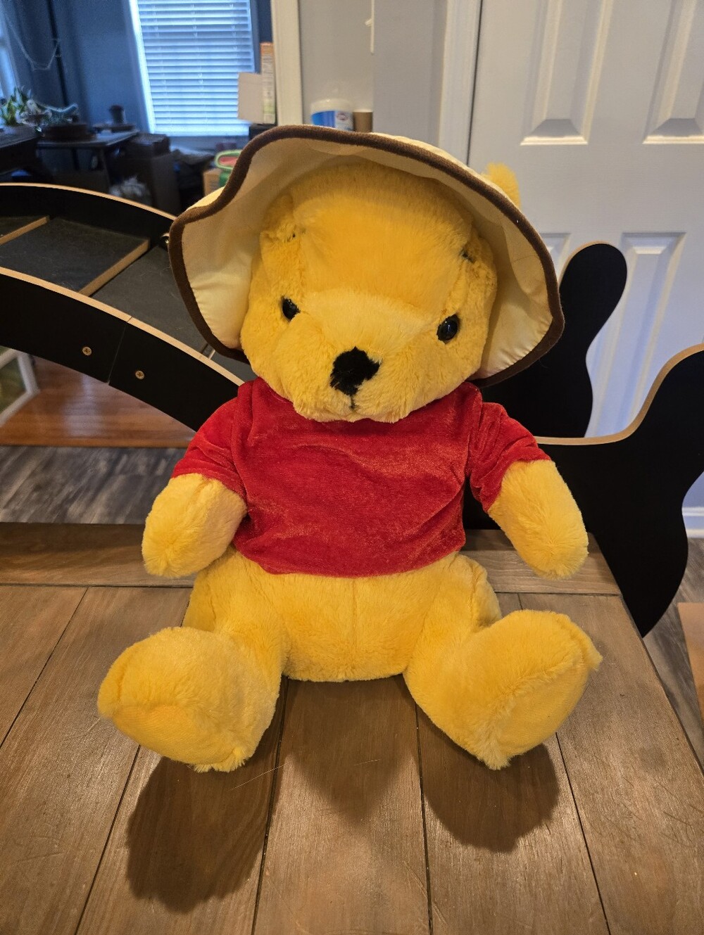 Classic Winnie The Pooh Plush Bear in Yellow with Red Shirt And Hat